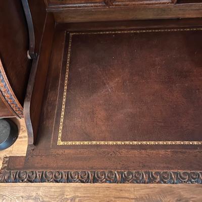 Large Exquisitely Carved Roll Top Desk Imported From Scotland (LR-RG)