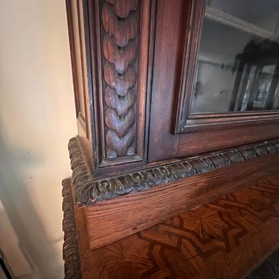 Large Exquisitely Carved Roll Top Desk Imported From Scotland (LR-RG)