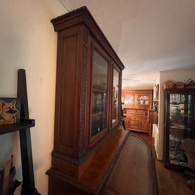 Large Exquisitely Carved Roll Top Desk Imported From Scotland (LR-RG)