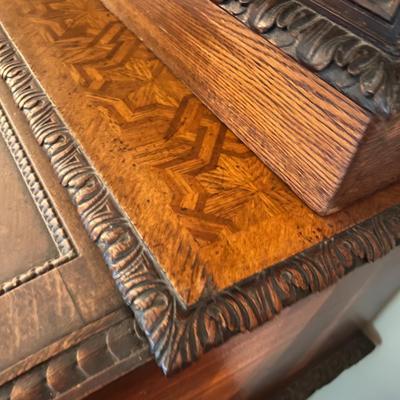 Large Exquisitely Carved Roll Top Desk Imported From Scotland (LR-RG)