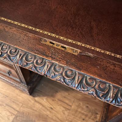 Large Exquisitely Carved Roll Top Desk Imported From Scotland (LR-RG)