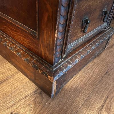 Large Exquisitely Carved Roll Top Desk Imported From Scotland (LR-RG)