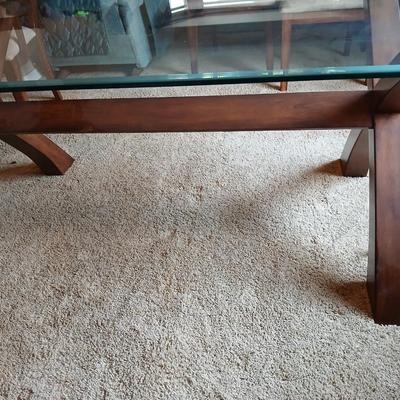 Modern Craftsman-Style Glass Top Dining Table with 6 Chairs