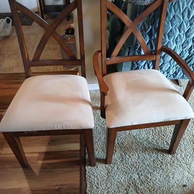 Modern Craftsman-Style Glass Top Dining Table with 6 Chairs