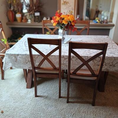 Modern Craftsman-Style Glass Top Dining Table with 6 Chairs