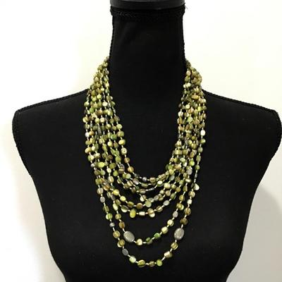 Beautiful vintage silpada mother of pearl Abalone green shell Eight strand statement, necklace 925 clasp