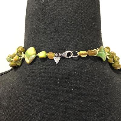 Beautiful vintage silpada mother of pearl Abalone green shell Eight strand statement, necklace 925 clasp