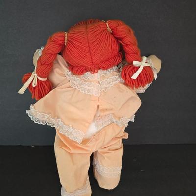 Vintage 1985 Cabbage Patch Kid Girl – Coleco – Red Hair, Peach Outfit with Floral Trim
