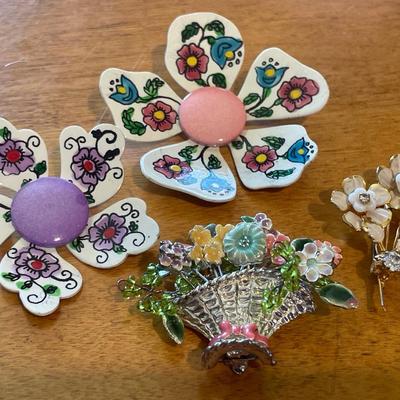 Floral brooches