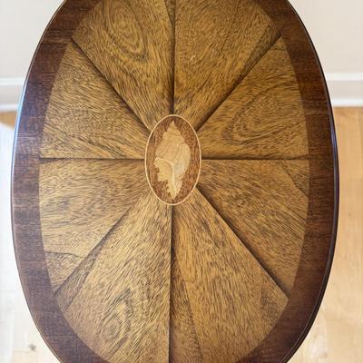 Mahogany Side Table with Seashell Inlay (LR-BM)