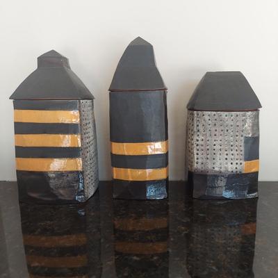 Terracotta Lidded Art-Piece Canisters by Stacy Snyder (GB-BBL)