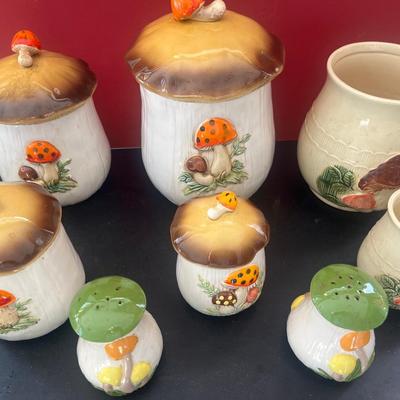1970s Sears Mushroom Canister Set