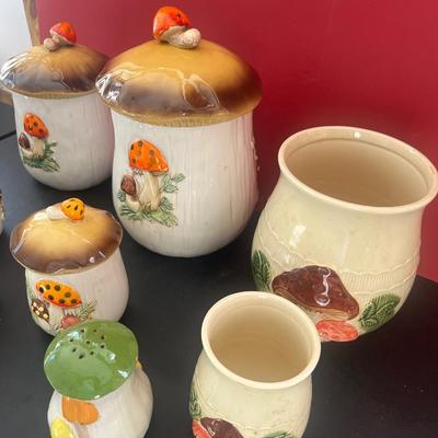1970s Sears Mushroom Canister Set