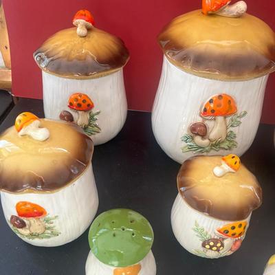 1970s Sears Mushroom Canister Set