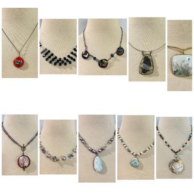 10 Artisanal Necklaces - Pearls, Glass, Crystal, Gemstones
