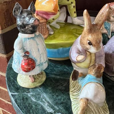 Beatrix Potter Lot c. 1970's - 5 Figurines + Music Box