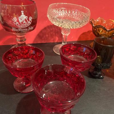 Large Lot - Vintage Red & Amber Glass Lot