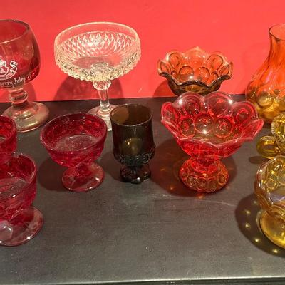 Large Lot - Vintage Red & Amber Glass Lot
