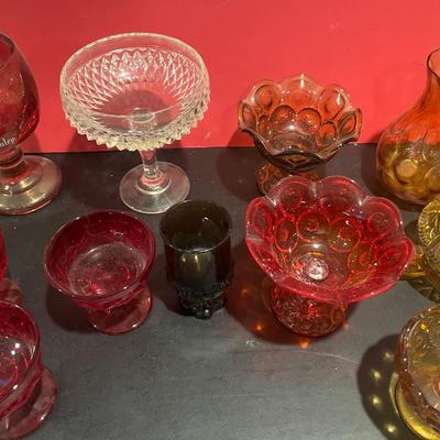 Large Lot - Vintage Red & Amber Glass Lot
