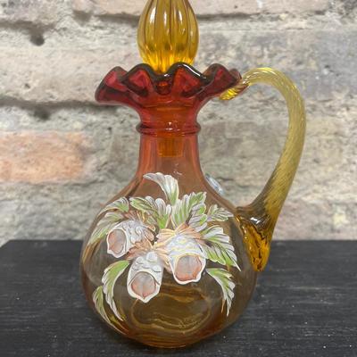 Sale Photo Thumbnail #329: Stunning amberina cruet, #1370 of 2500, signed - box and certificate
