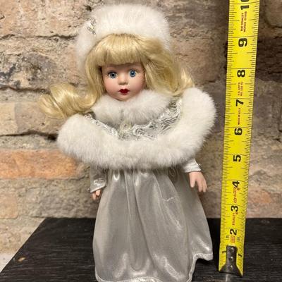 Sale Photo Thumbnail #368: Vintage bride doll with hand-crocheted dress, porcelain fairy doll, snow queen and 4x6 frame