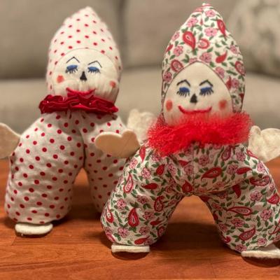 Vintage Handmade Clown Doll Pair – Unique & Quirky Collectibles