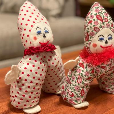 Vintage Handmade Clown Doll Pair – Unique & Quirky Collectibles