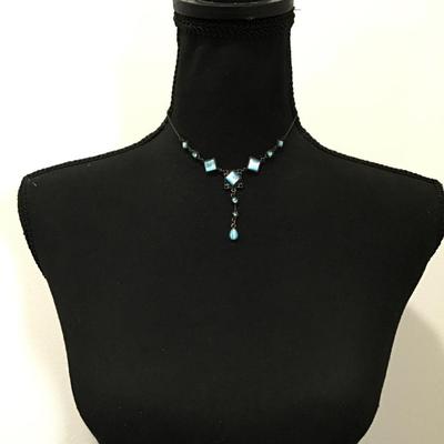 Beautiful ice colored blue rhinestone necklace