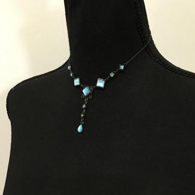 Beautiful ice colored blue rhinestone necklace