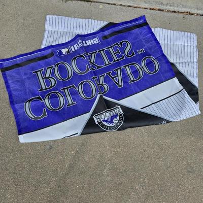 Lot of 2 Large Sports Flags – Colorado Rockies & Denver Broncos