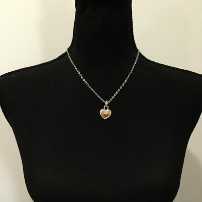 Cute silver and gold toned heart necklace