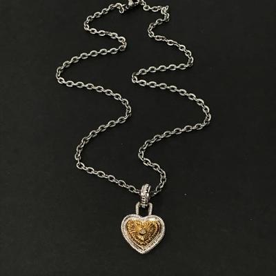 Cute silver and gold toned heart necklace
