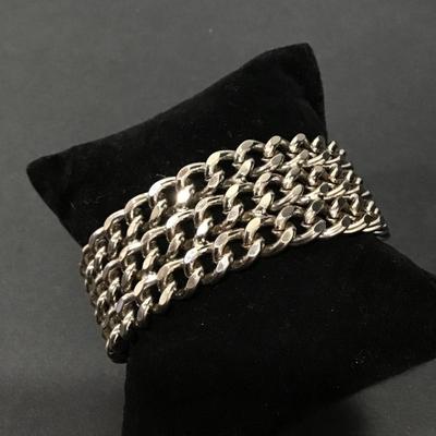 Vintage, silver, toned, thick, chunky chain link bracelet