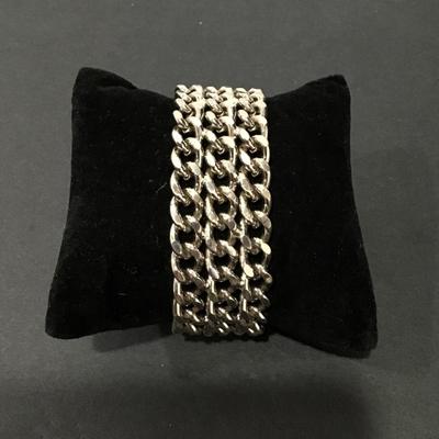 Vintage, silver, toned, thick, chunky chain link bracelet