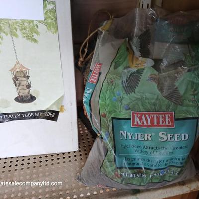 Garden Décor Lot – Decorative Birdhouse & Butterfly Tube Bird Feeder