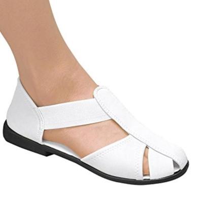 Women's Size 8 White Stretch Comfort Sandals Elastic Straps Slip-On Lightweight Shoes for Summer, Spring, Vacation, Travel