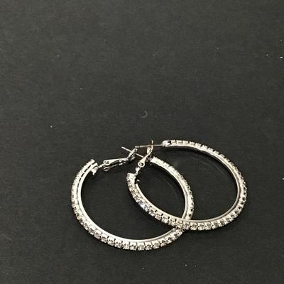 Beautiful, crystal rhinestone, encrusted, hoop, earrings