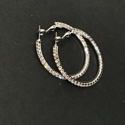 Beautiful, crystal rhinestone, encrusted, hoop, earrings