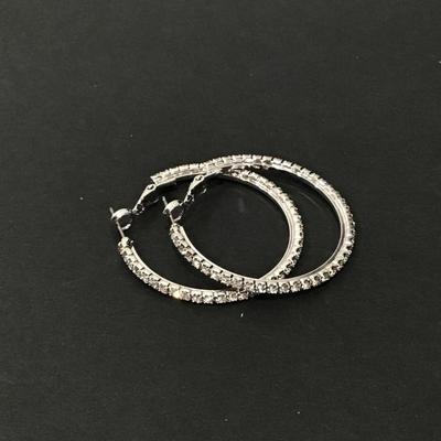 Beautiful, crystal rhinestone, encrusted, hoop, earrings