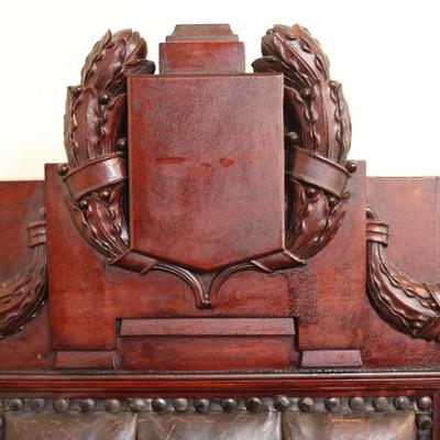 Antique Carved Mahogany Chair with Axe Finials (See Details)