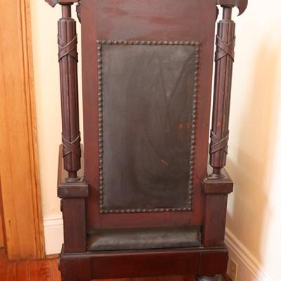 Antique Carved Mahogany Chair with Axe Finials (See Details)