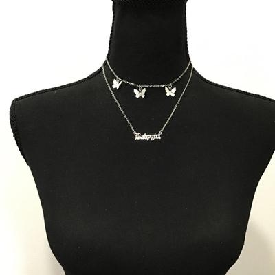 Cute multilayered, baby girl butterfly necklace Silver toned