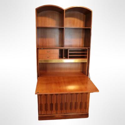 ROMWEBER Rosewood Two Piece Secretary Desk & Bookshelf