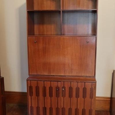 ROMWEBER Rosewood Two Piece Secretary Desk & Bookshelf