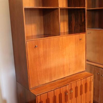ROMWEBER Rosewood Two Piece Secretary Desk & Bookshelf