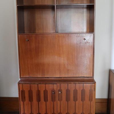 ROMWEBER Rosewood Two Piece Secretary Desk & Bookshelf