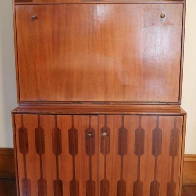 ROMWEBER Rosewood Two Piece Secretary Desk & Bookshelf