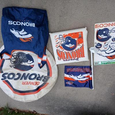 Automotive Denver Broncos Fan Lot – Tire cover, Window Flag, Decals, Stadium Cushions, Bag & More!