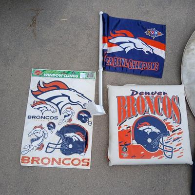 Automotive Denver Broncos Fan Lot – Tire cover, Window Flag, Decals, Stadium Cushions, Bag & More!
