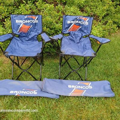 Pair of Denver Broncos Folding Tailgate Chairs with Carry Bags